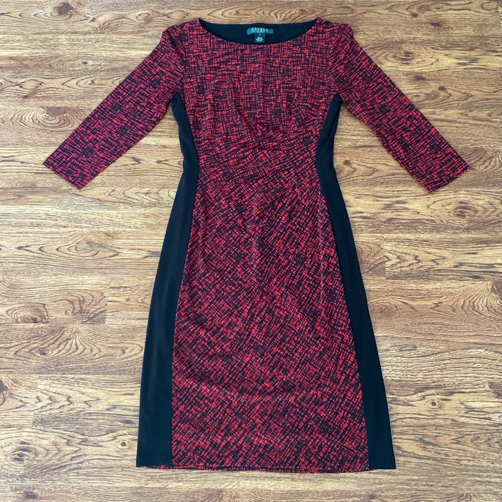 Ralph Lauren Red and Black Print Dress